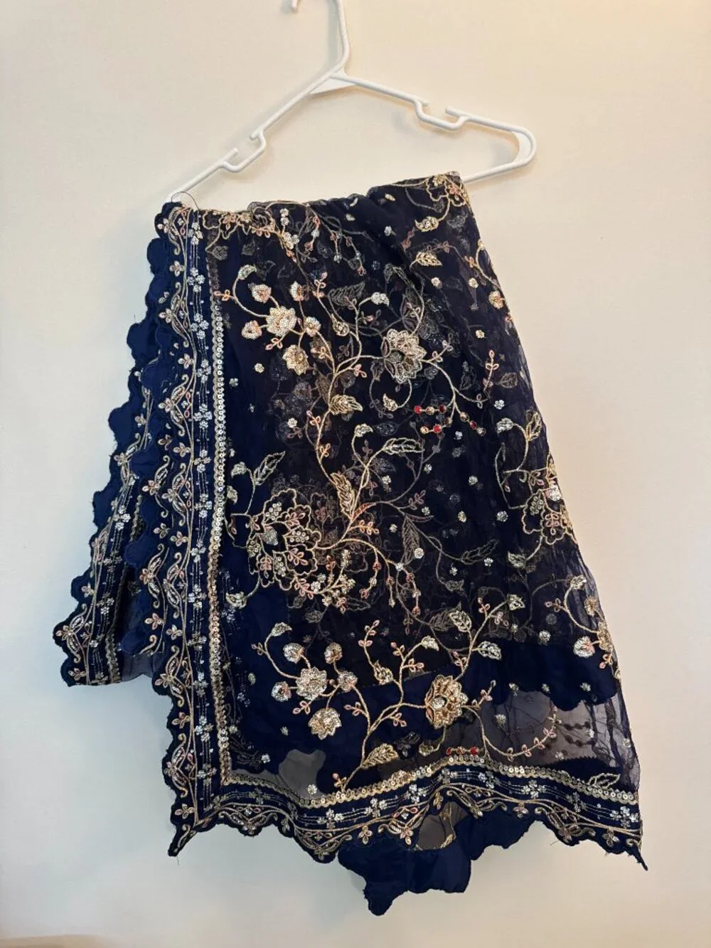 Elegant Navy Blue Embroidered Lehenga Set - Picture 10 of 12